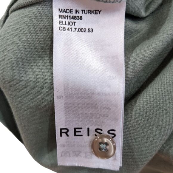 REISS Men's Elliot Egyptian Cotton Sage Green Pocket Polo T-Shirt Size XL - Picture 7 of 8